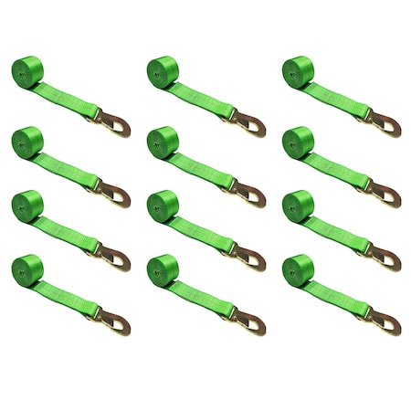 Tie 4 Safe 2" x 10' Wheel Lasso Lift Strap w/ Flat Snap Hook Tow Dolly , 12PK TWS21-2510-M3-GR-C-12